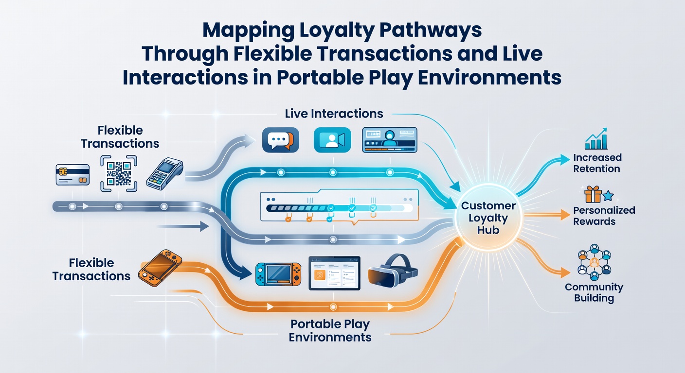 Infographic showing loyalty pathway structures across mobile gaming platforms with transaction flows highlighted